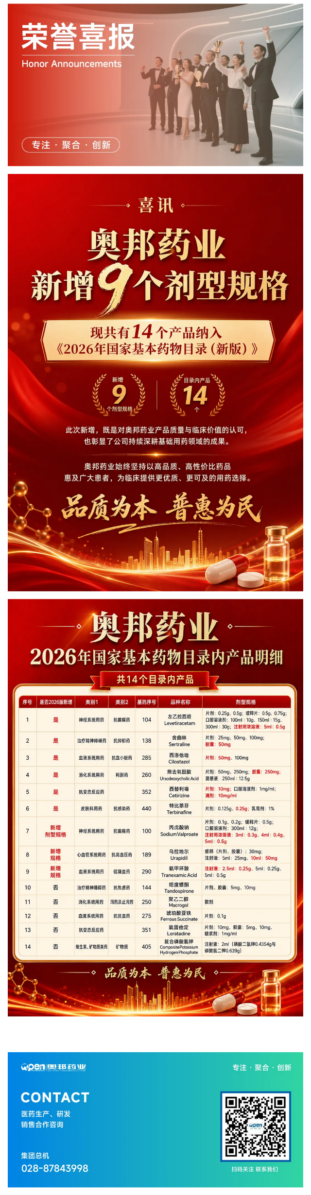 品质为本 普惠为民--奥邦药业14个产品纳入2026年国家基本药物目录.png